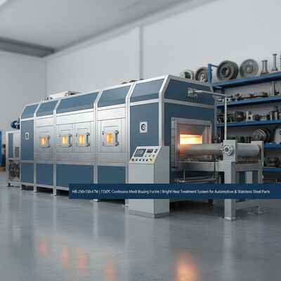 comprar Horno de soldadura de cinturón de malla continua HB-250×150-4.7M con temperatura máxima de 1150 °C y control preciso de 4 zonas para tratamiento térmico brillante Fabricación en línea